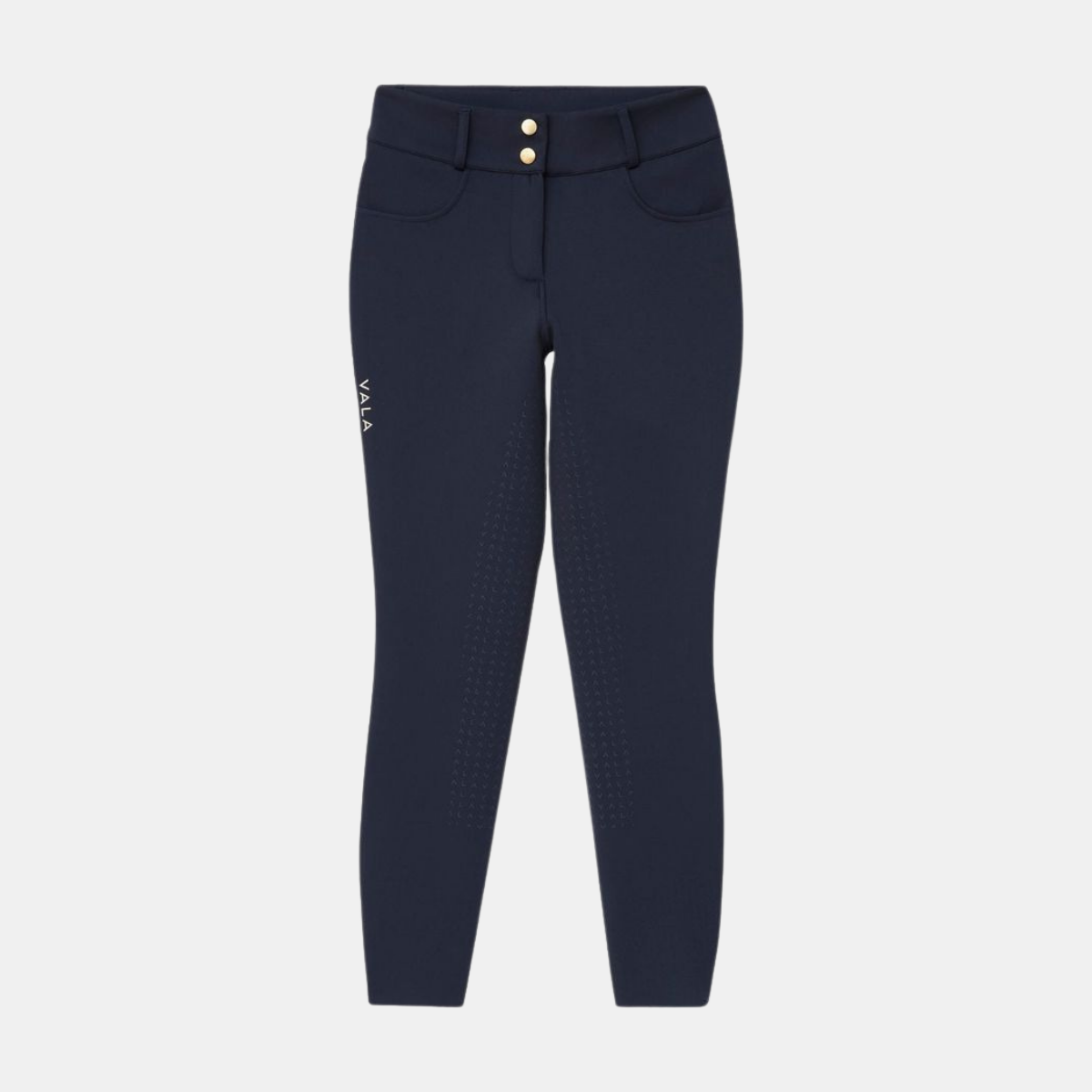 VALA Ladies Ultimate Button Up Full Grip Breeches, Navy