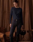VALA Ladies Ultimate Button Up Full Grip Breeches, Navy