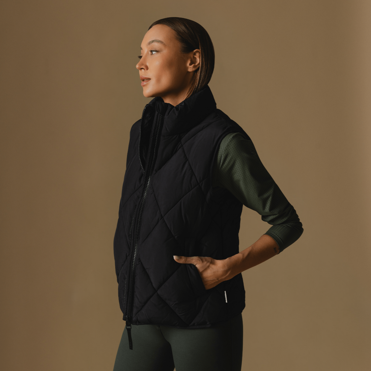 Vala Equestrian Ladies Diamond Quilted Vest, Black