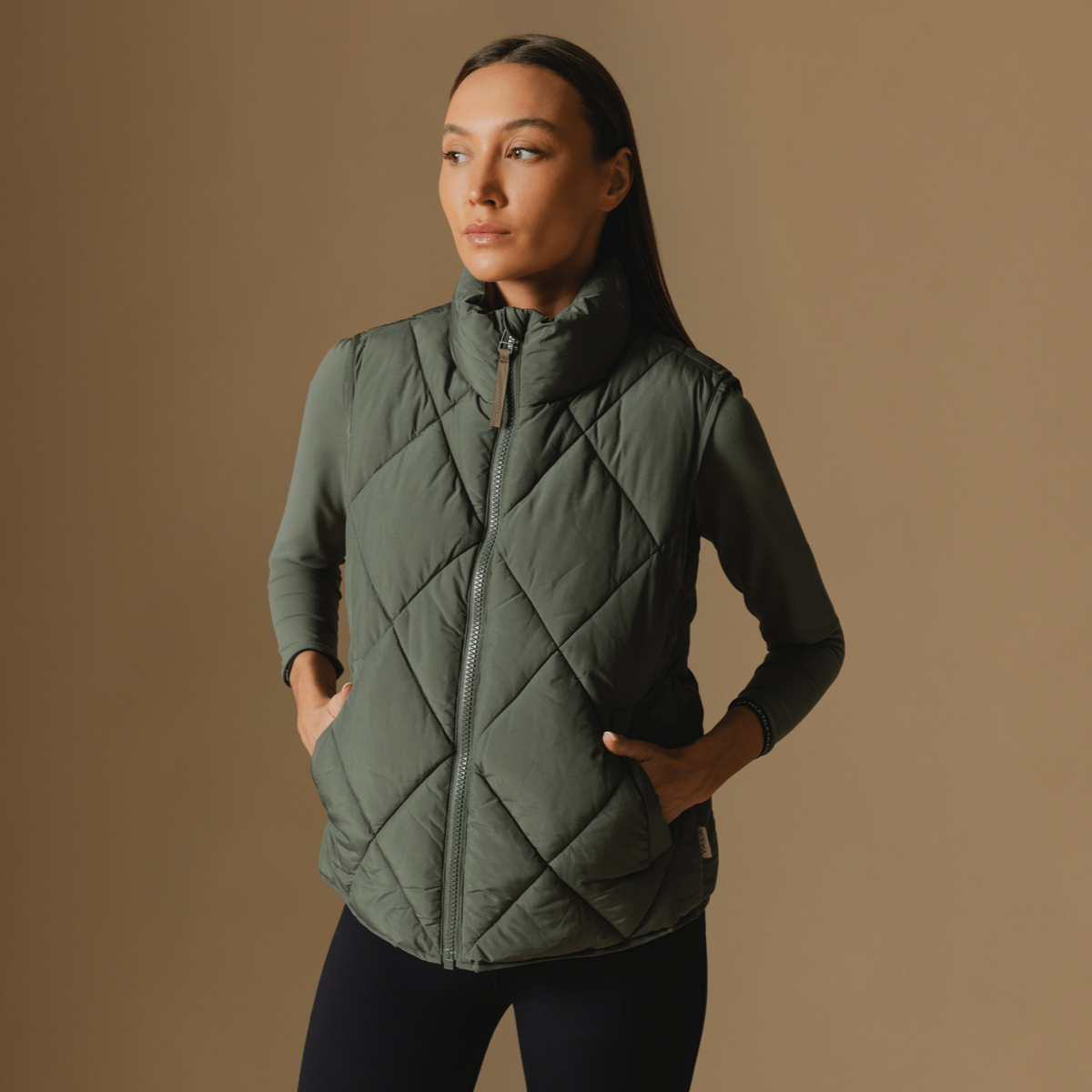 Vala Equestrian Ladies Diamond Quilted Vest, Clover