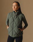 Vala Equestrian Ladies Diamond Quilted Vest, Clover