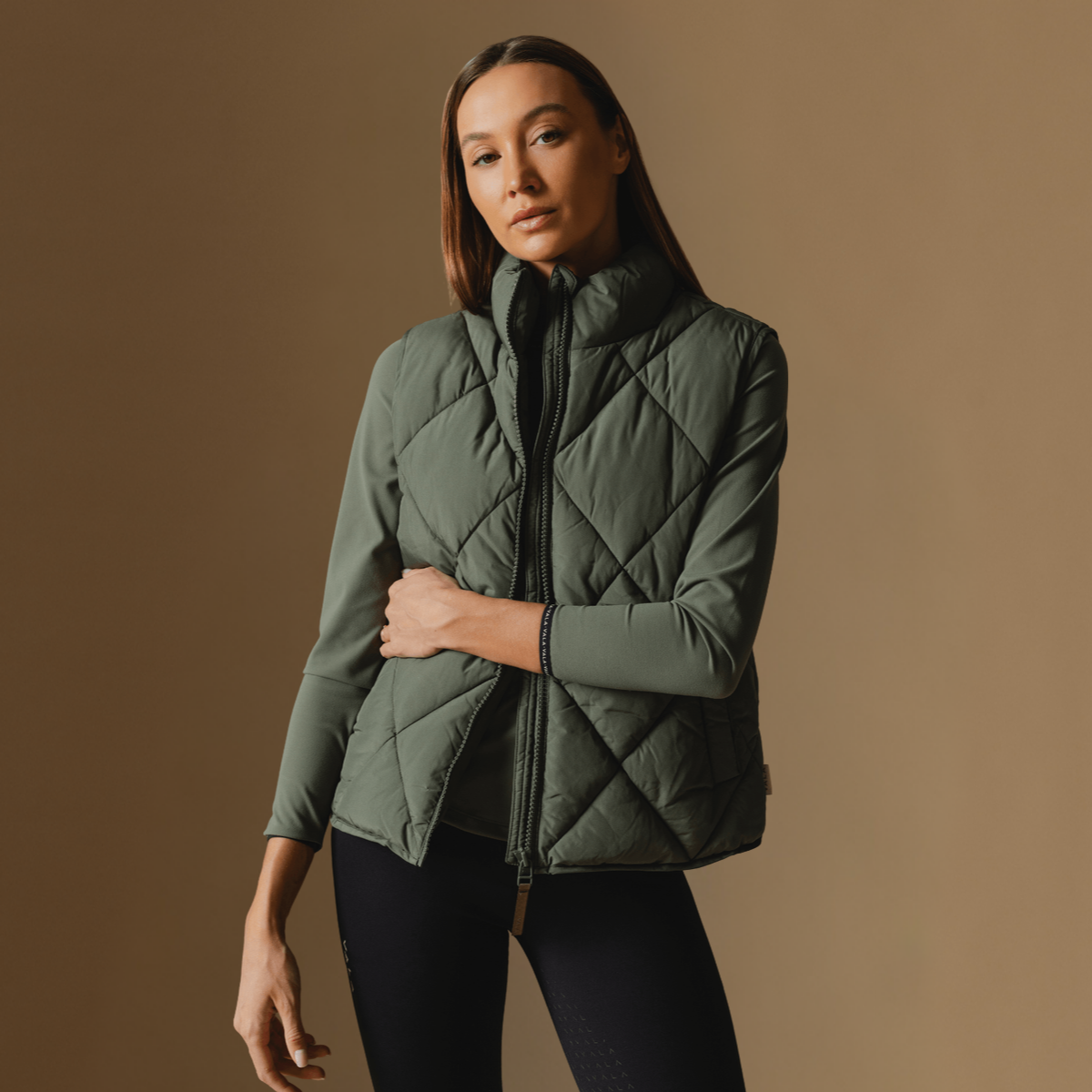Vala Equestrian Ladies Diamond Quilted Vest, Clover