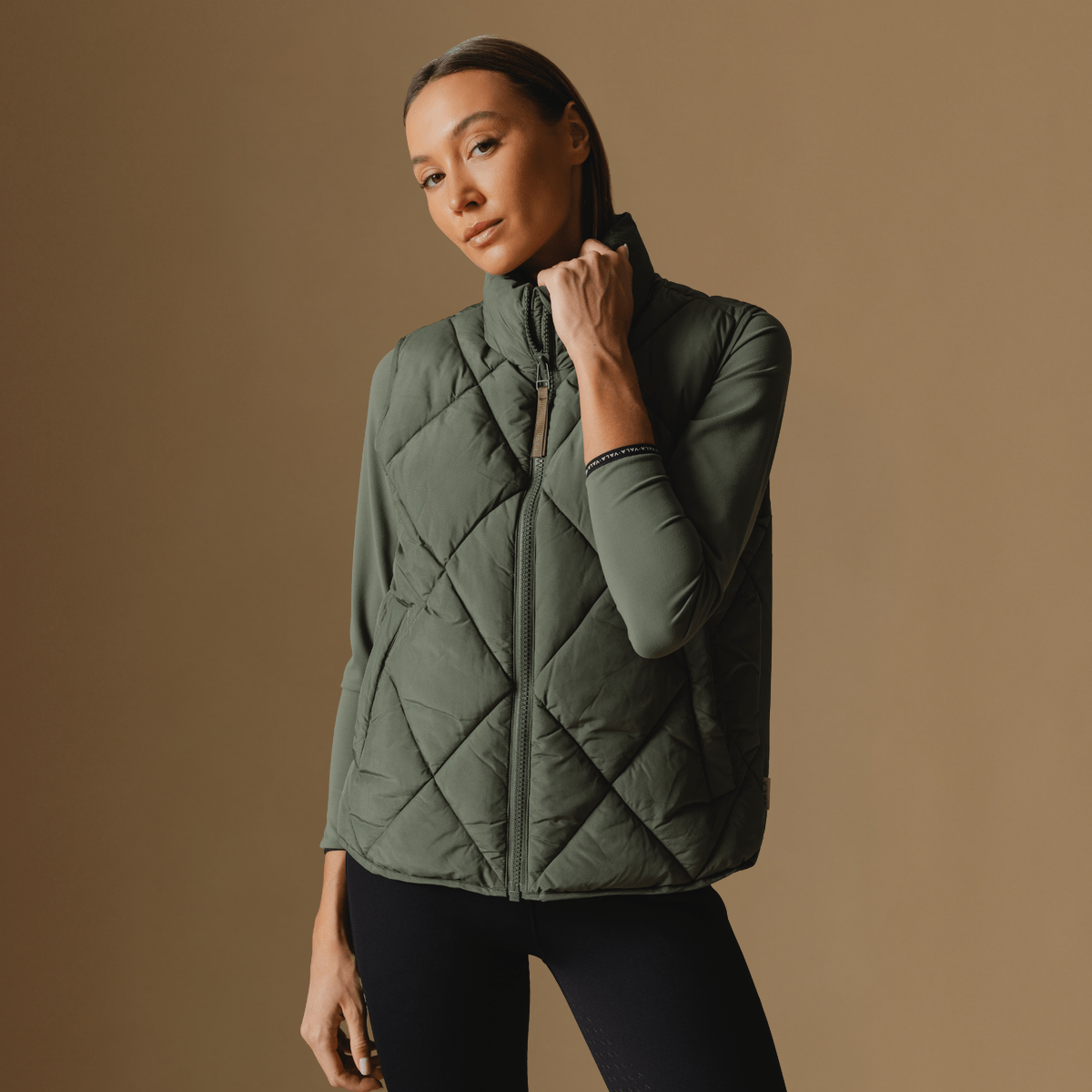 Vala Equestrian Ladies Diamond Quilted Vest, Clover