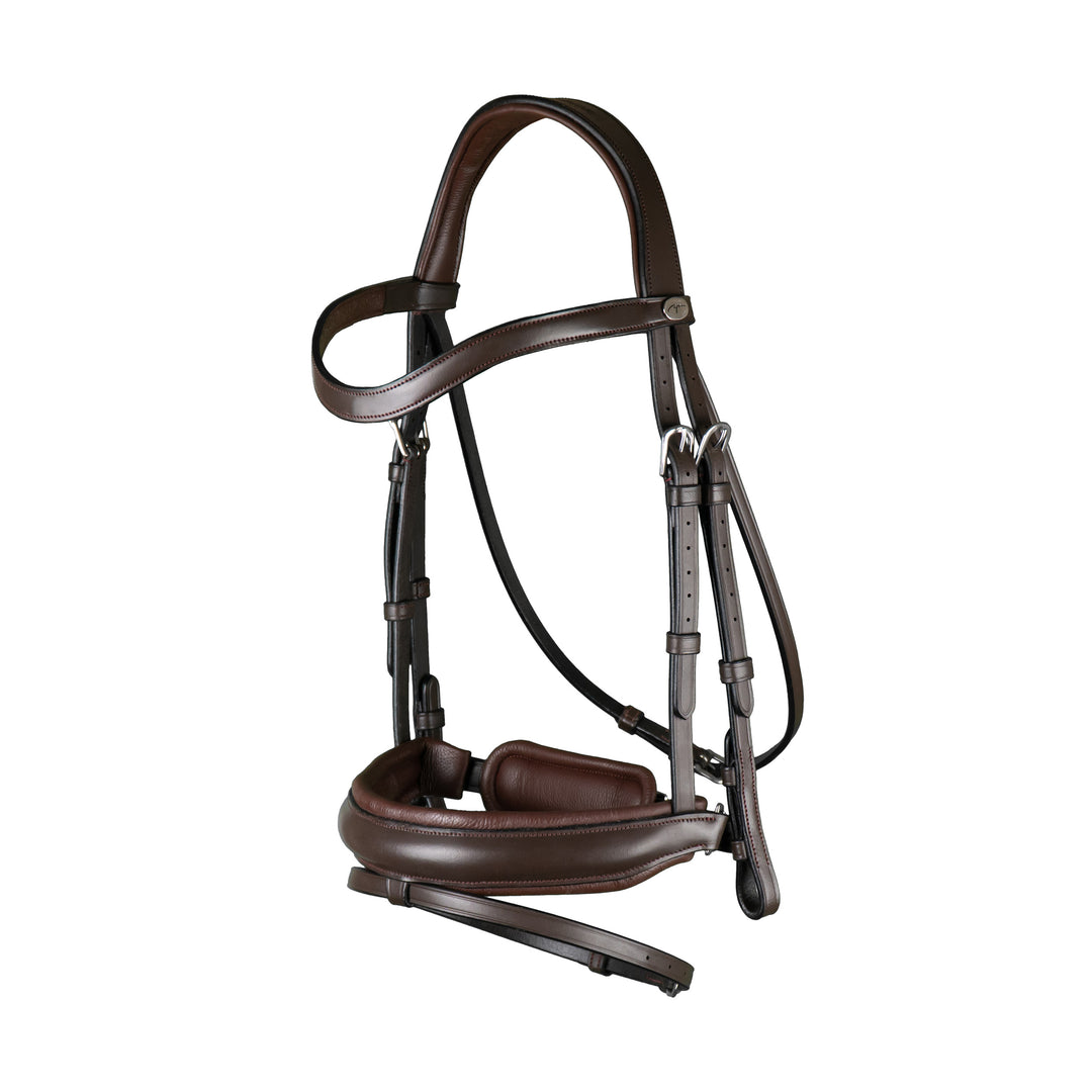 Dy'on Matte Large Crank Noseband Bridle With Flash, Brown, Working By Dyon