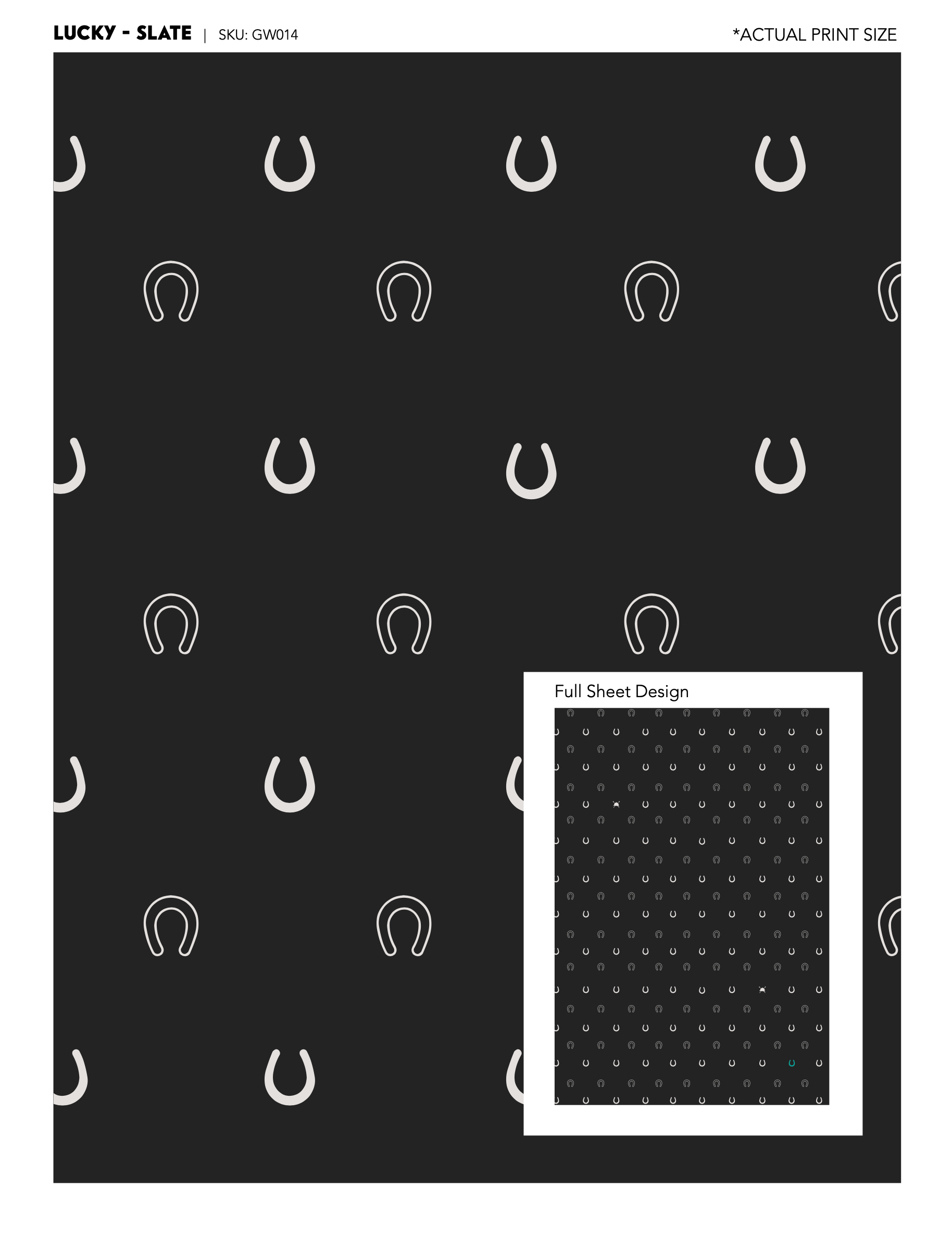 Hunt Seat Paper Co. Lucky Slate Equestrian Horseshoe Gift Wrap Paper in Roll