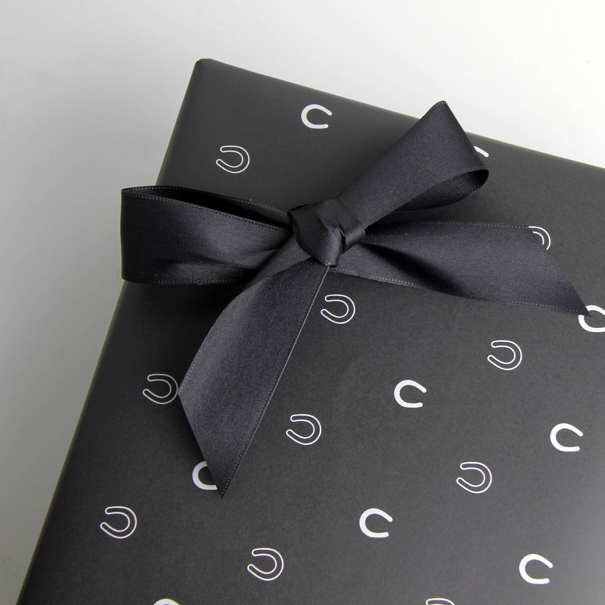 Hunt Seat Paper Co. Lucky Slate Equestrian Horseshoe Gift Wrap Paper in Roll