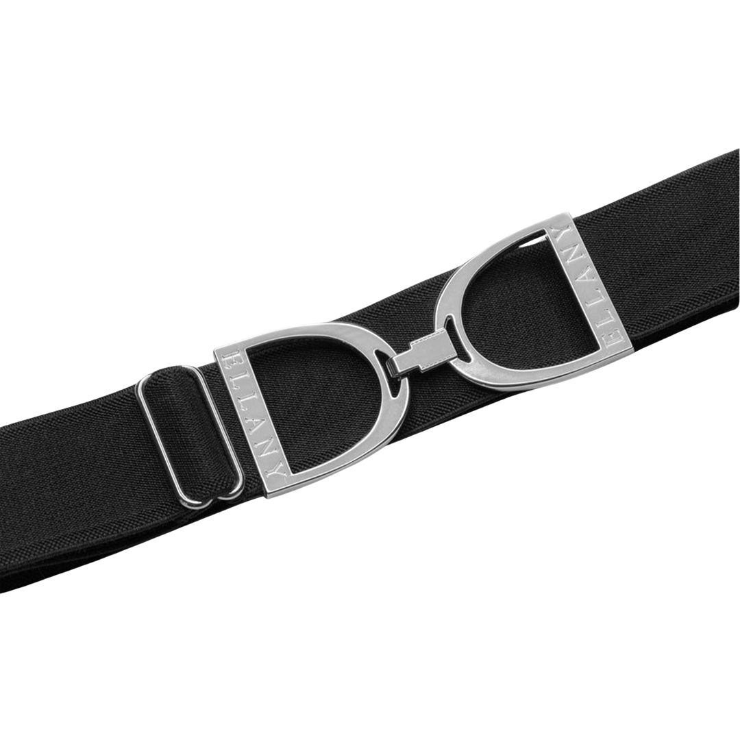 Ellany 1.5" Silver Stirrup Elastic Belt, Black