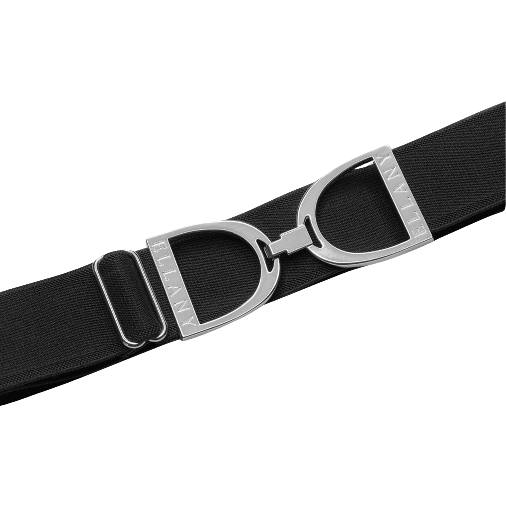 Ellany 1.5&quot; Silver Stirrup Elastic Belt, Black