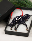 Dressage Horse Christmas Ornament - Black Half Pass Dressage