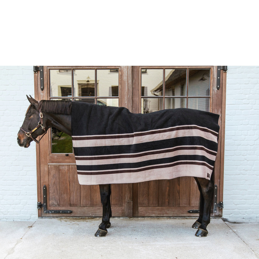Kentucky Horsewear Heavy Fleece Rug Square Stripes, Brown/Beige