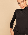 Dada Sport Consul Ladies Funnel Collar Long Sleeve T-Shirt, Black