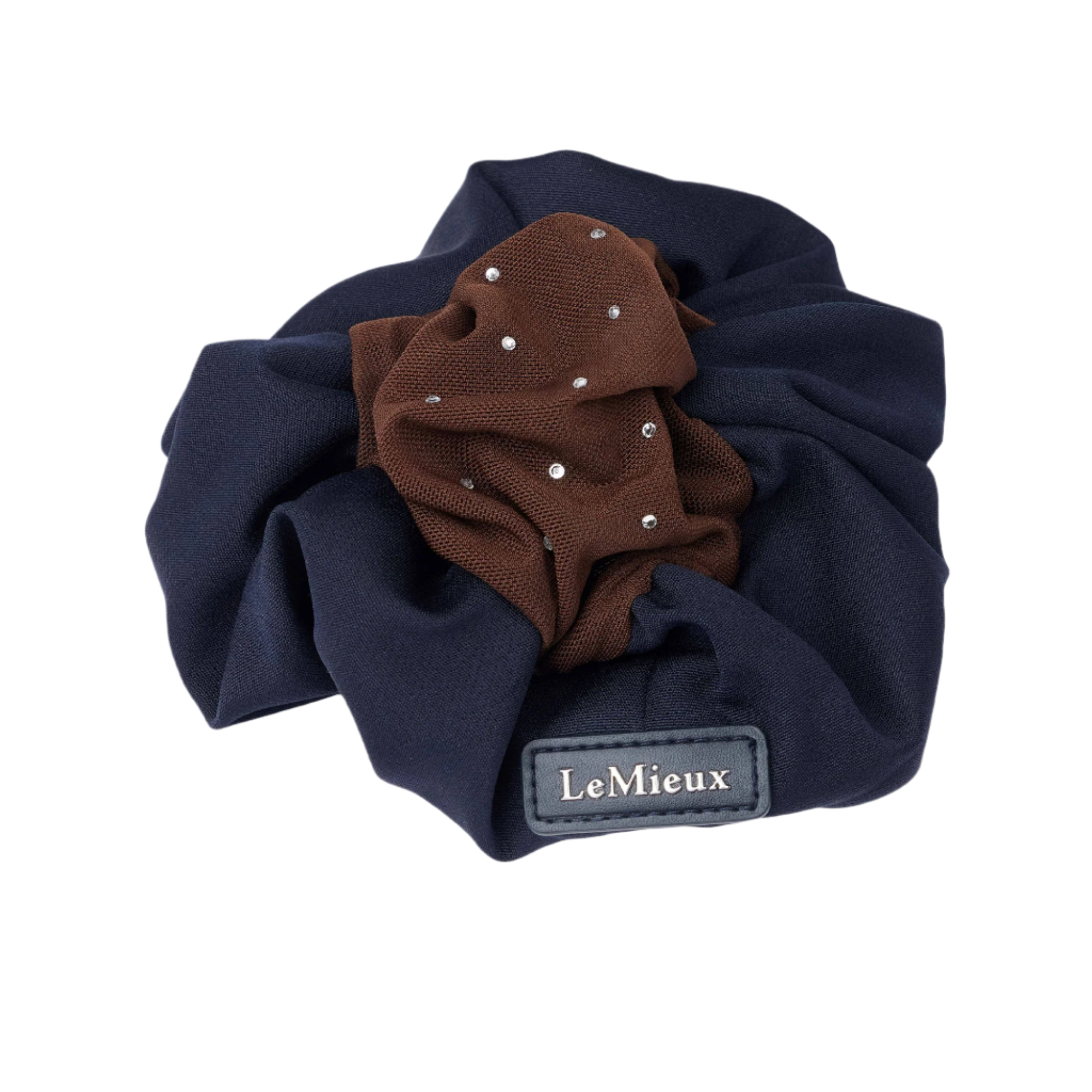 LeMieux Scrunchie with Crystal Hair Net, Navy/Brown