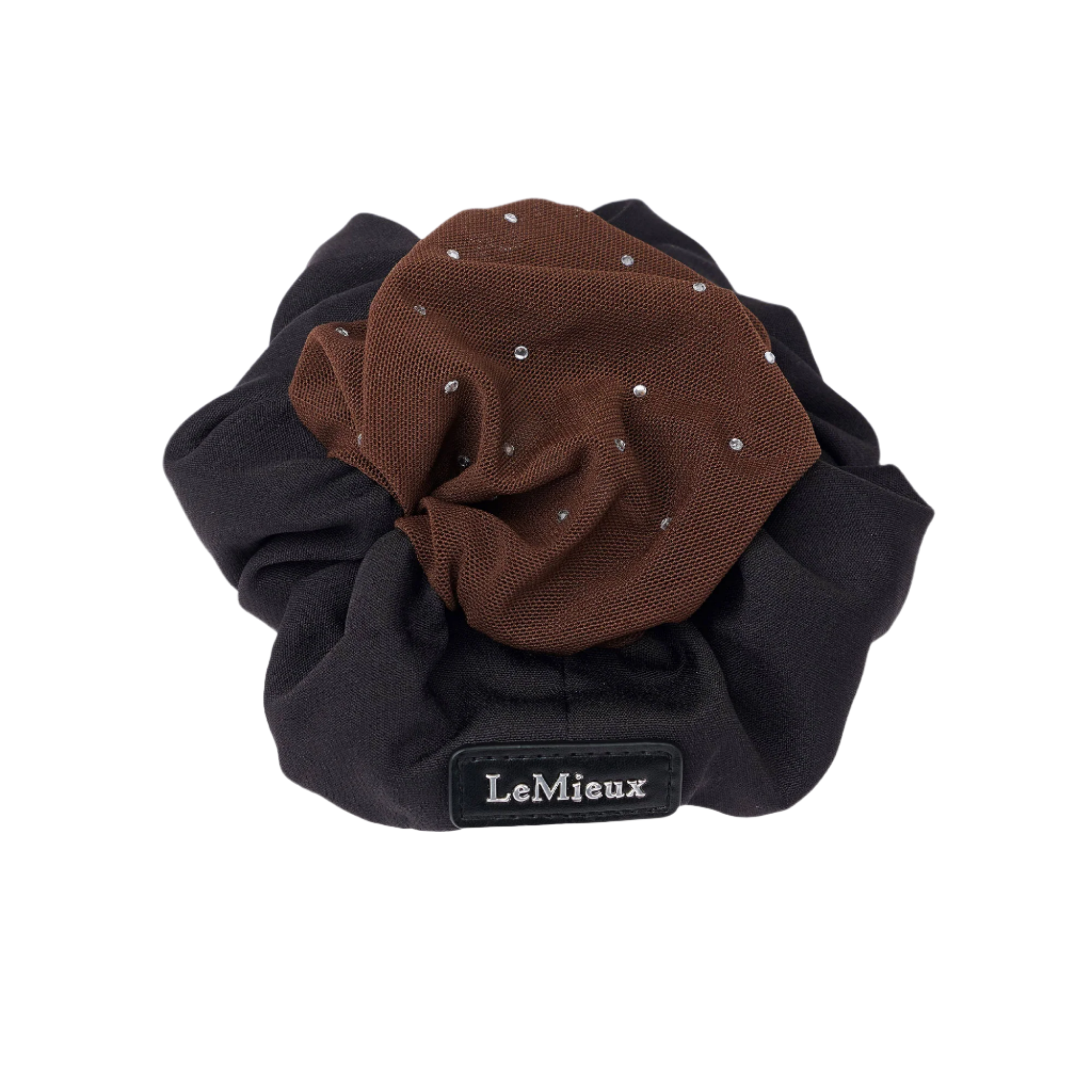 LeMieux Scrunchie with Crystal Hair Net, Black/Brown