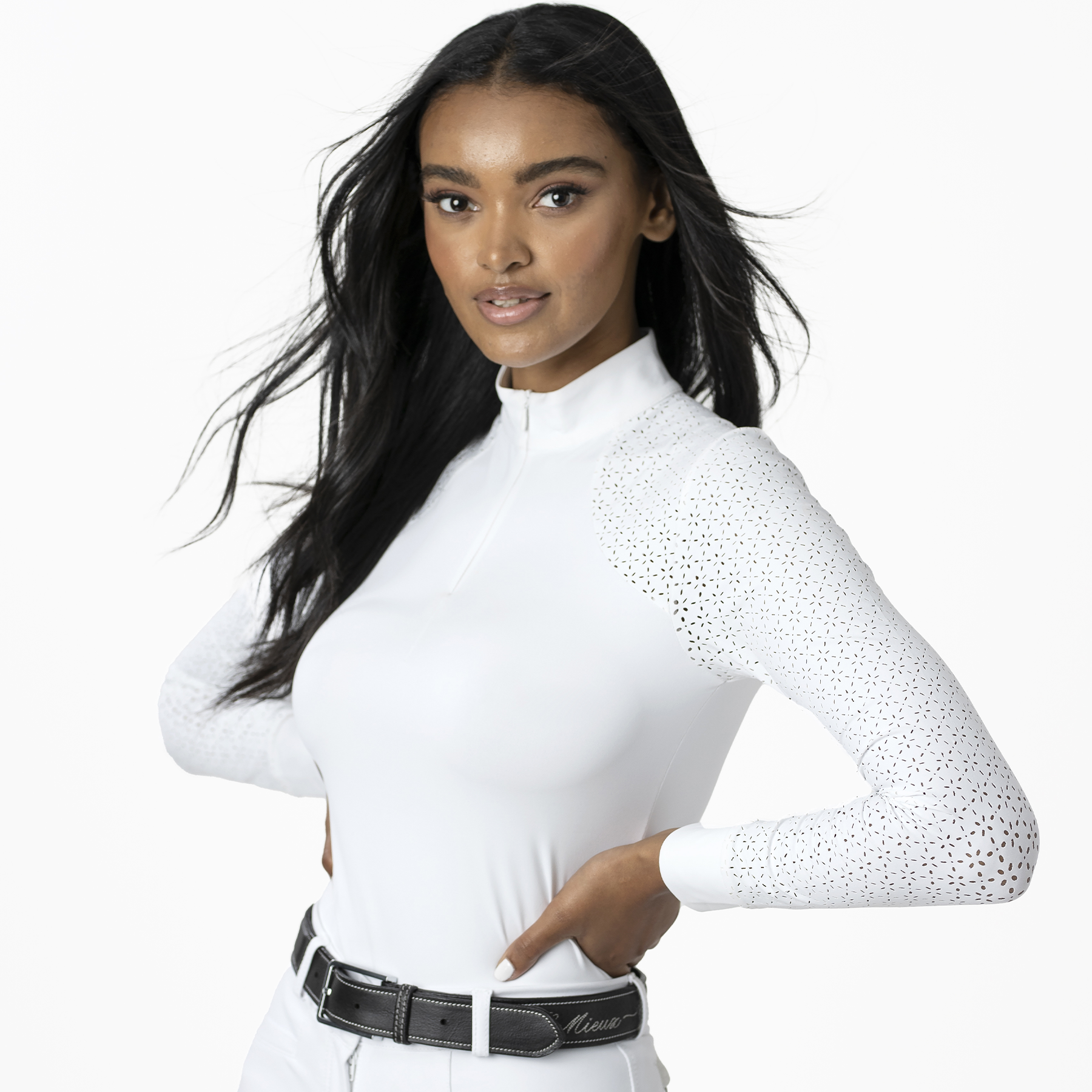 LeMieux Olivia Ladies Long Sleeve Show Shirt, White