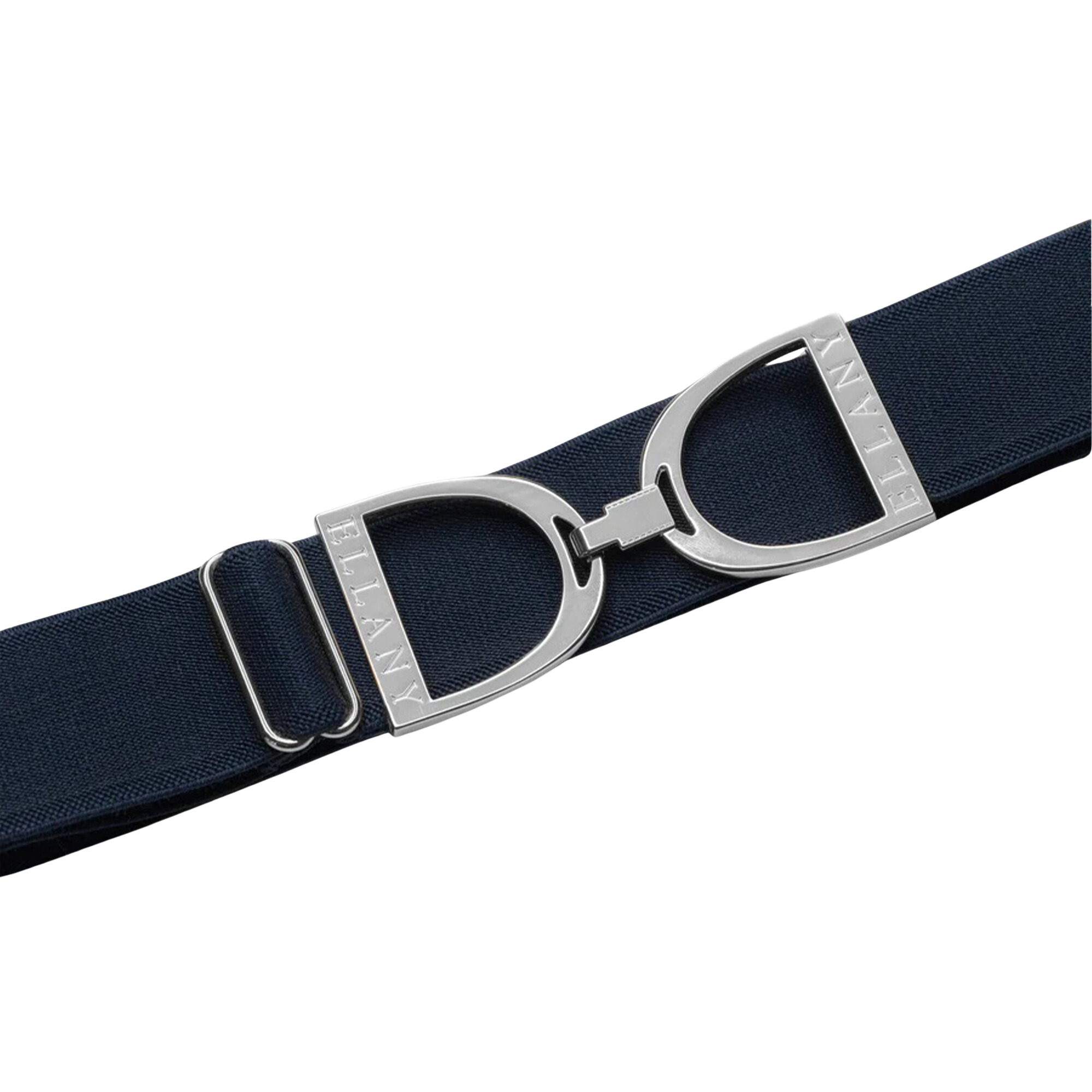 Ellany 1.5&quot; Silver Stirrup Elastic Belt, Navy