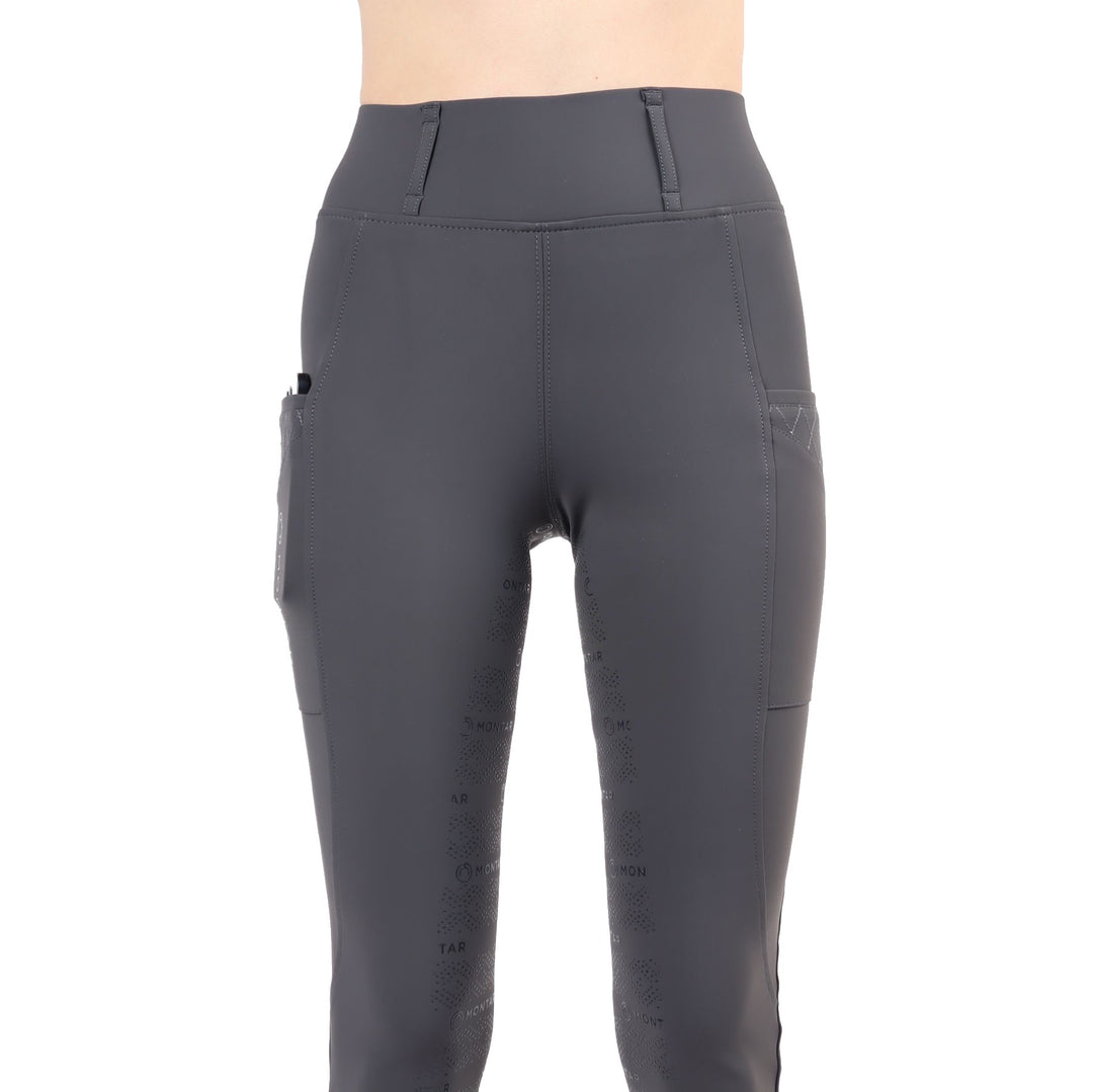 Montar Hilma Tone in Tone Crystals Ladies Full Grip Pull On Breeches, Gray
