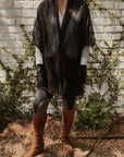 Sixteen Cypress Black Cotton Voile, Bridle Stitch Scarf