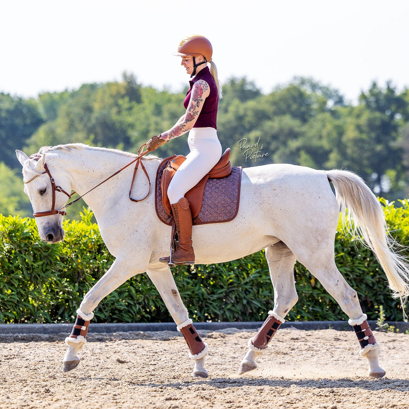 Sixteen Cypress Dressage Pad, Herringbone &amp; Cognac
