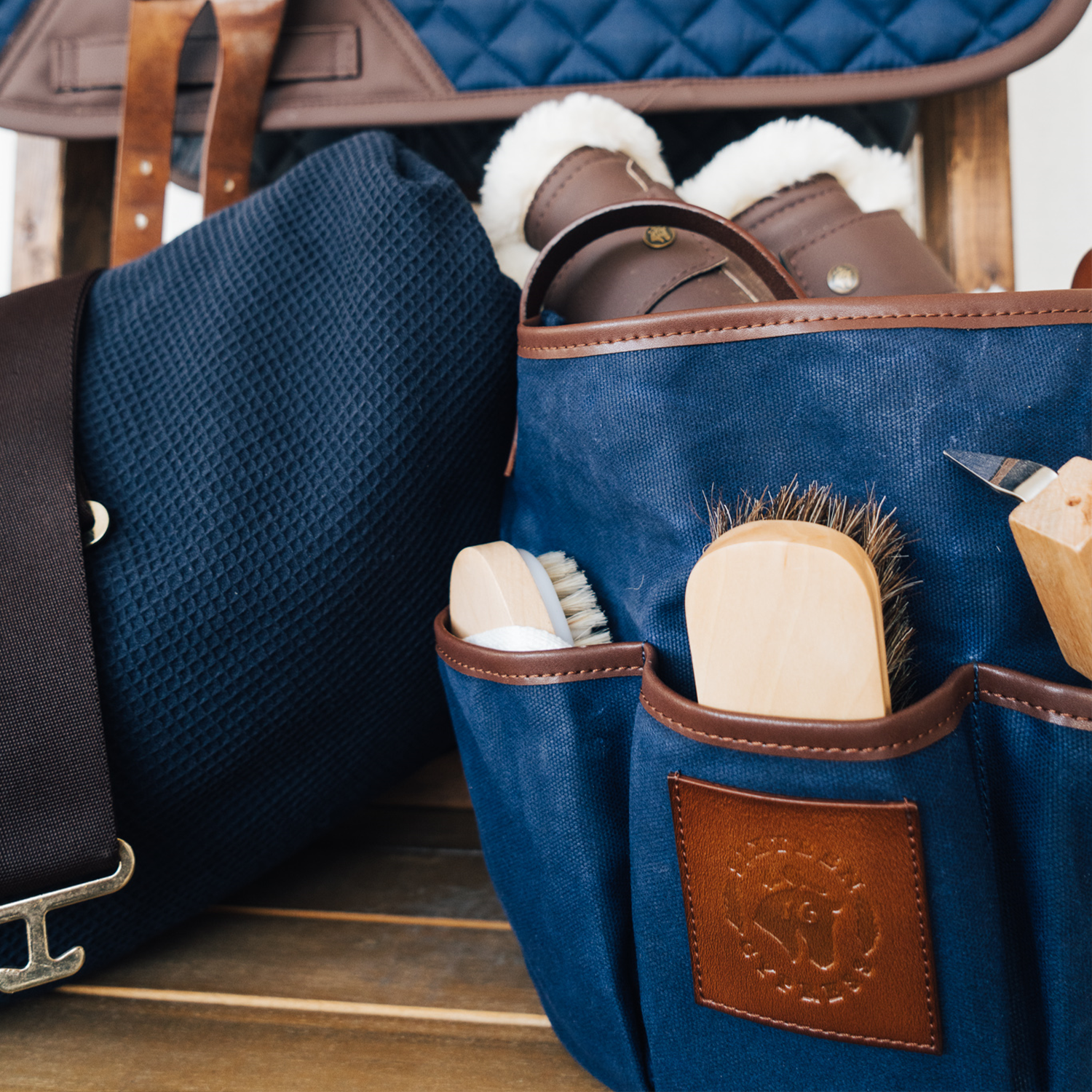 Sixteen Cypress Wax Canvas Grooming Tote, Indigo