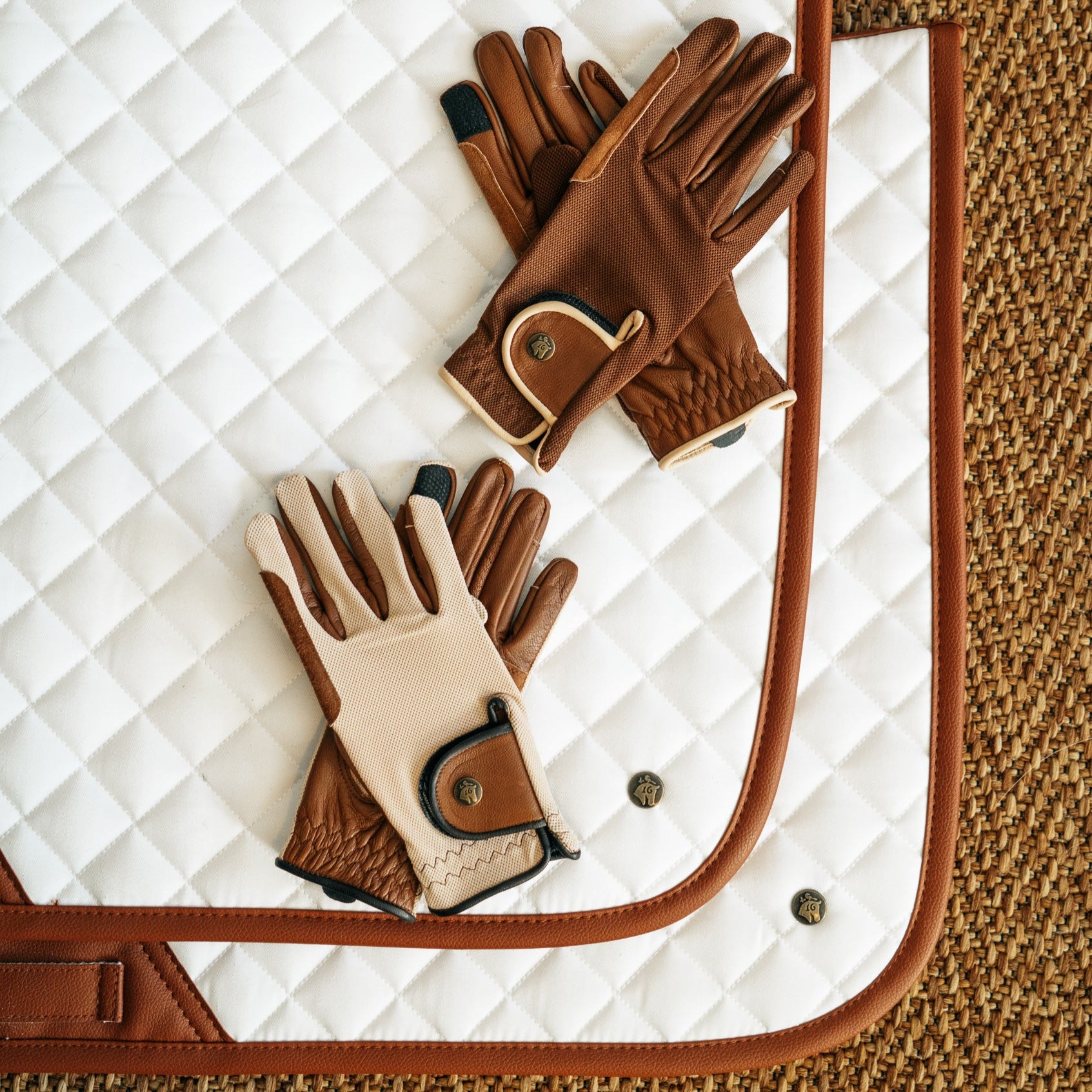 Sixteen Cypress Riding Gloves, Oat &amp; Cognac