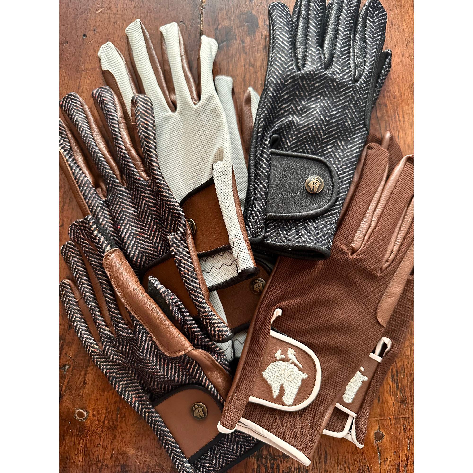 Sixteen Cypress Riding Gloves, Herringbone Cognac