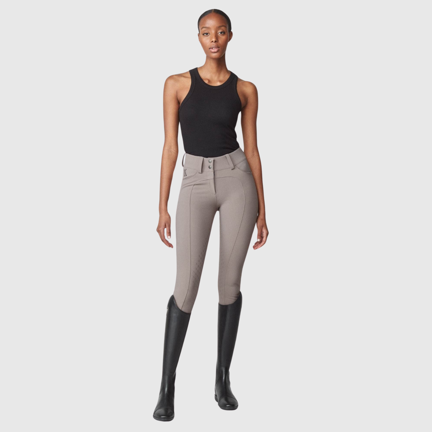 Yagya Ladies Compression Performance Breeches Full Grip, Taupe