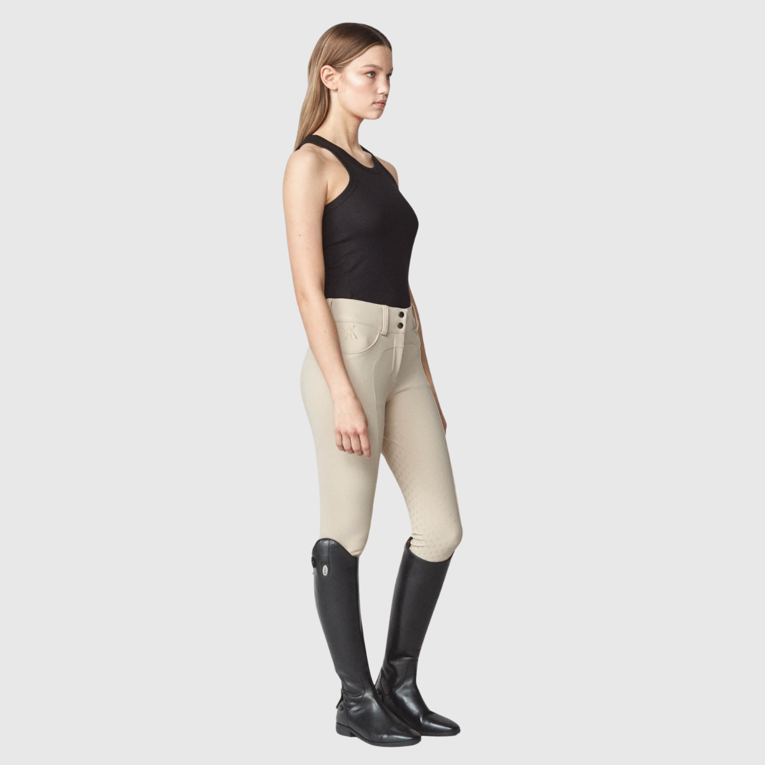 Yagya Ladies Compression Performance Knee Grip Breeches, Tan