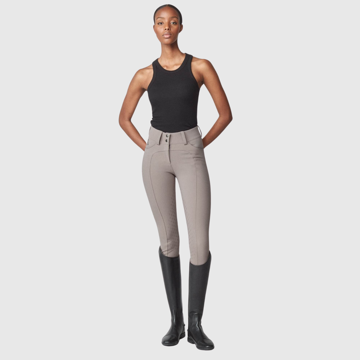 Yagya Ladies Compression Performance Breeches Knee Grip, Taupe