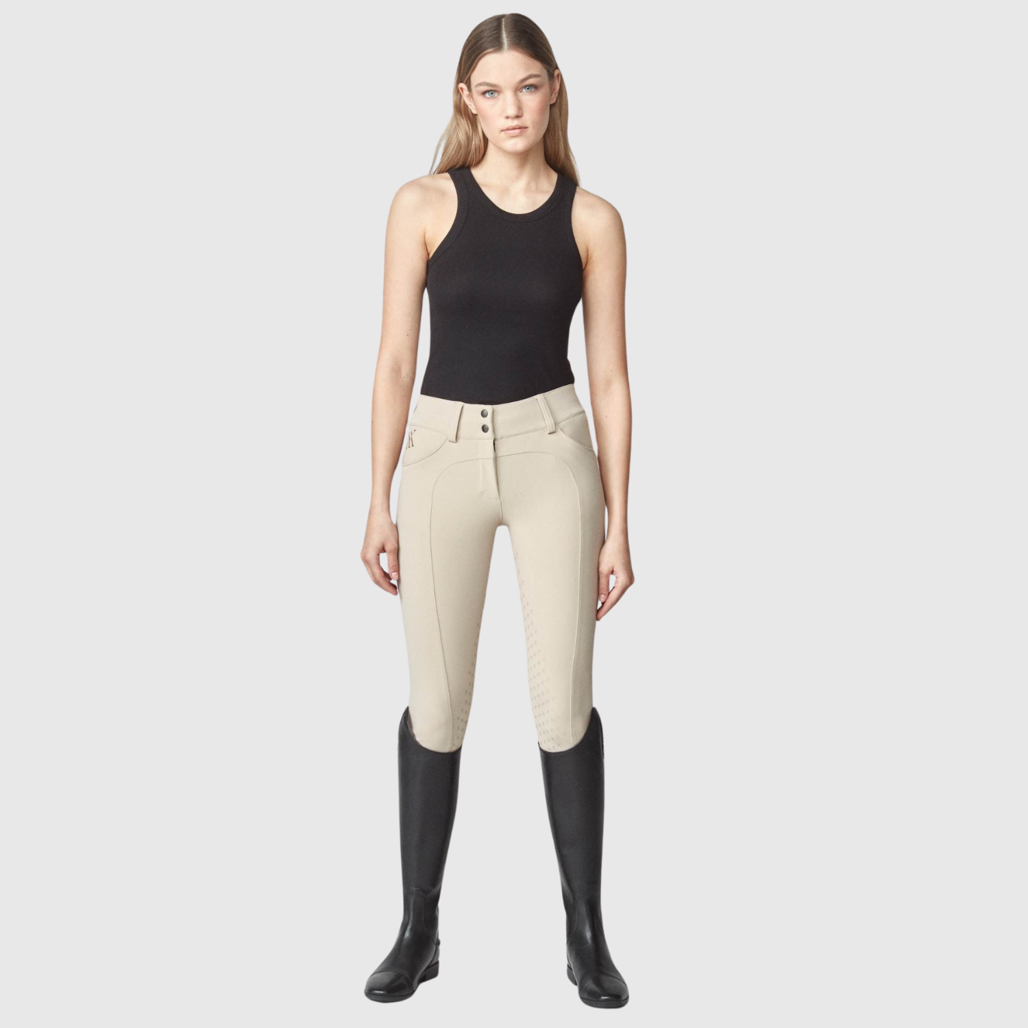 Yagya Ladies Compression Performance Knee Grip Breeches, Tan