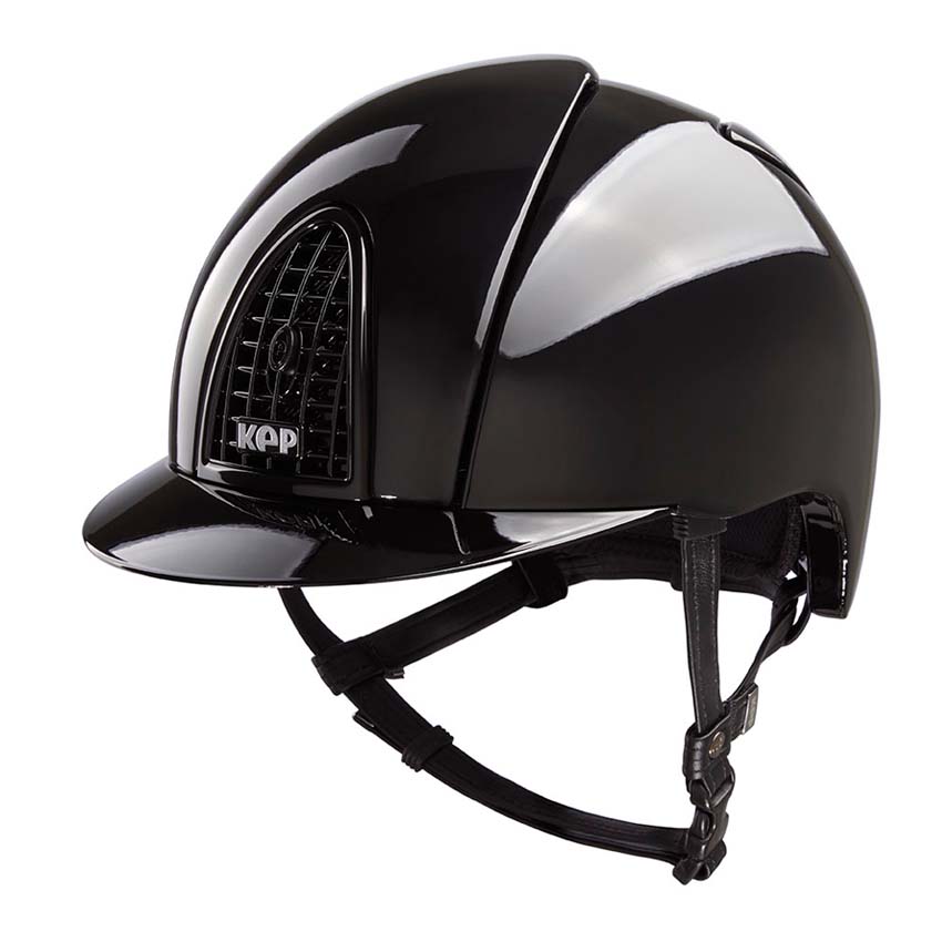 KEP Italia Helmet Cromo Polish Black, Black Grid, Polo Peak