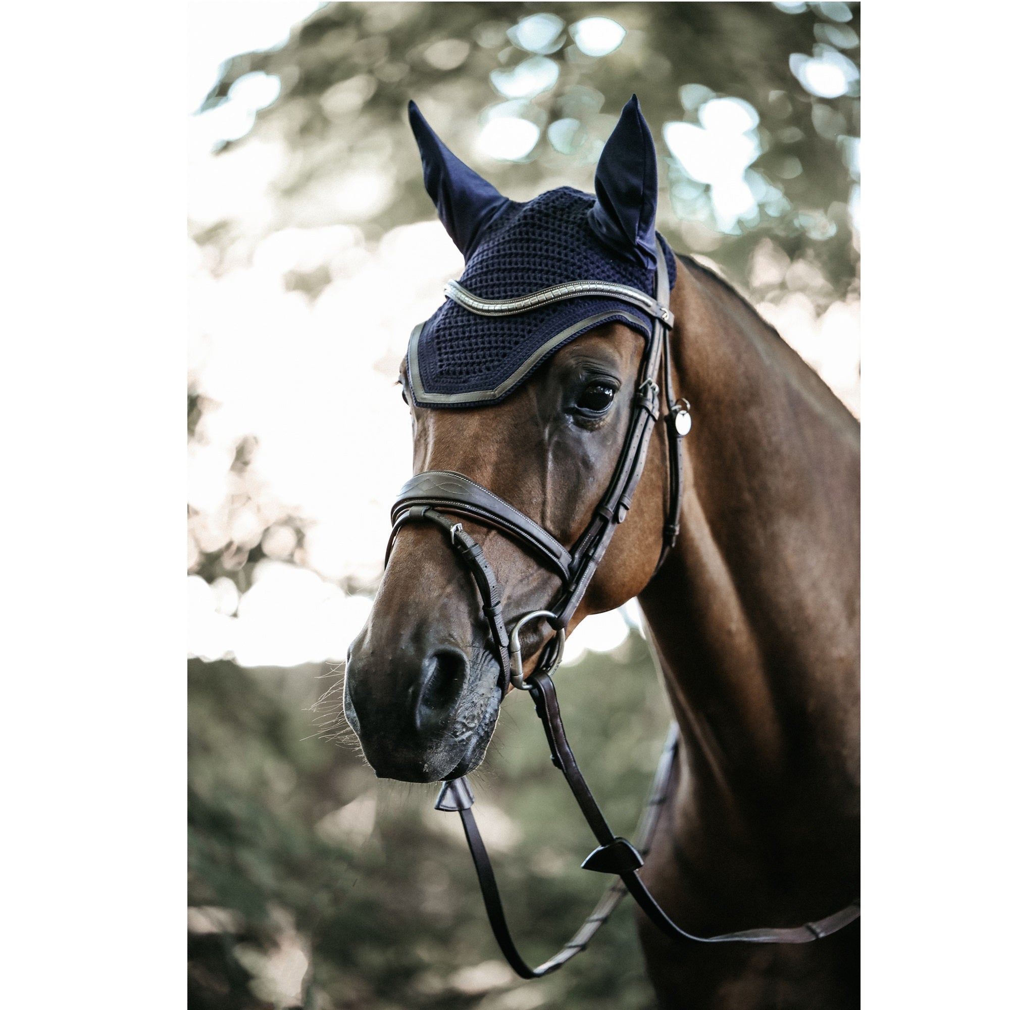 Kentucky Horsewear Fly Veil Wellington Leather, Navy