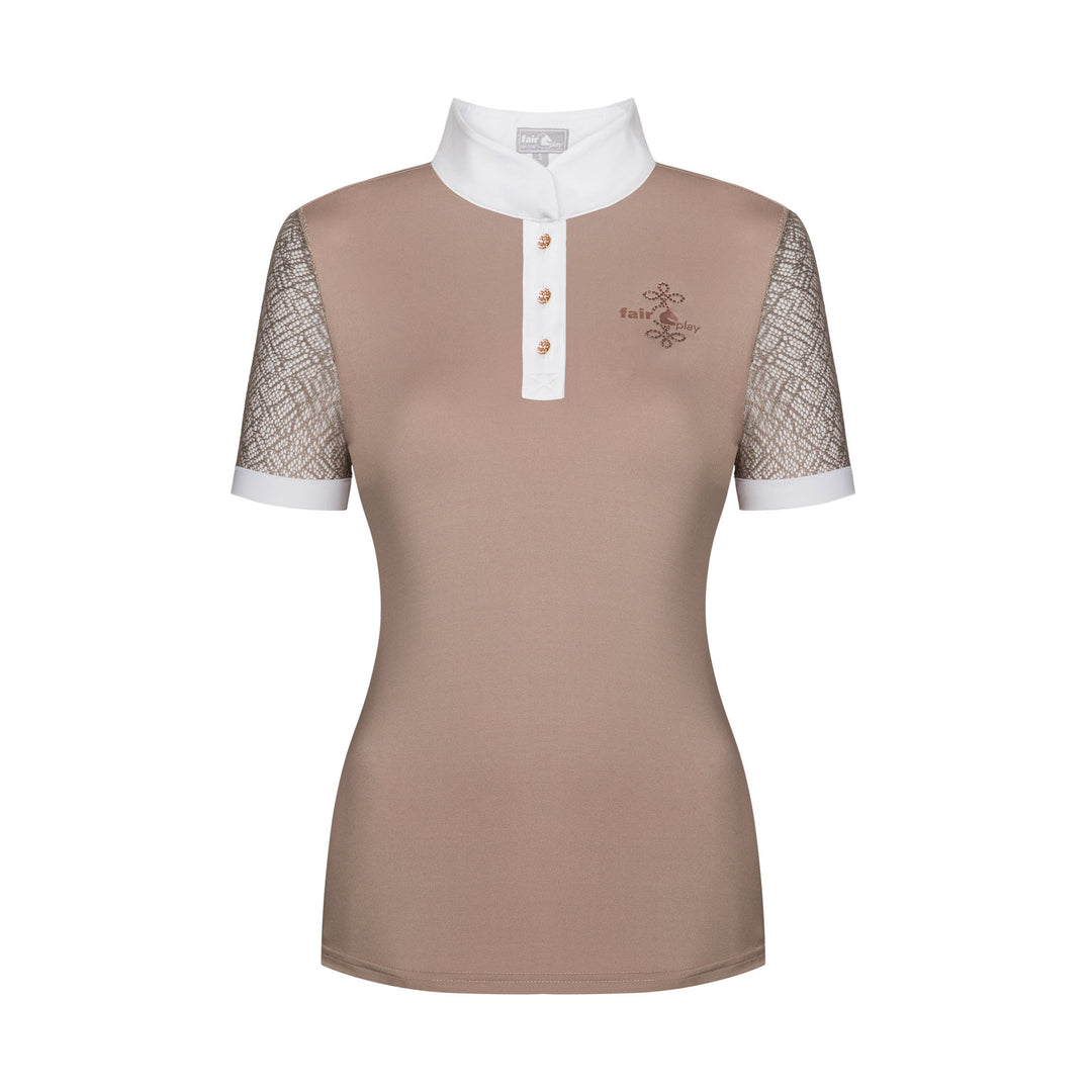 Fair Play Competition Shirt CECILE Short Sleeve ROSEGOLD, Beige/White