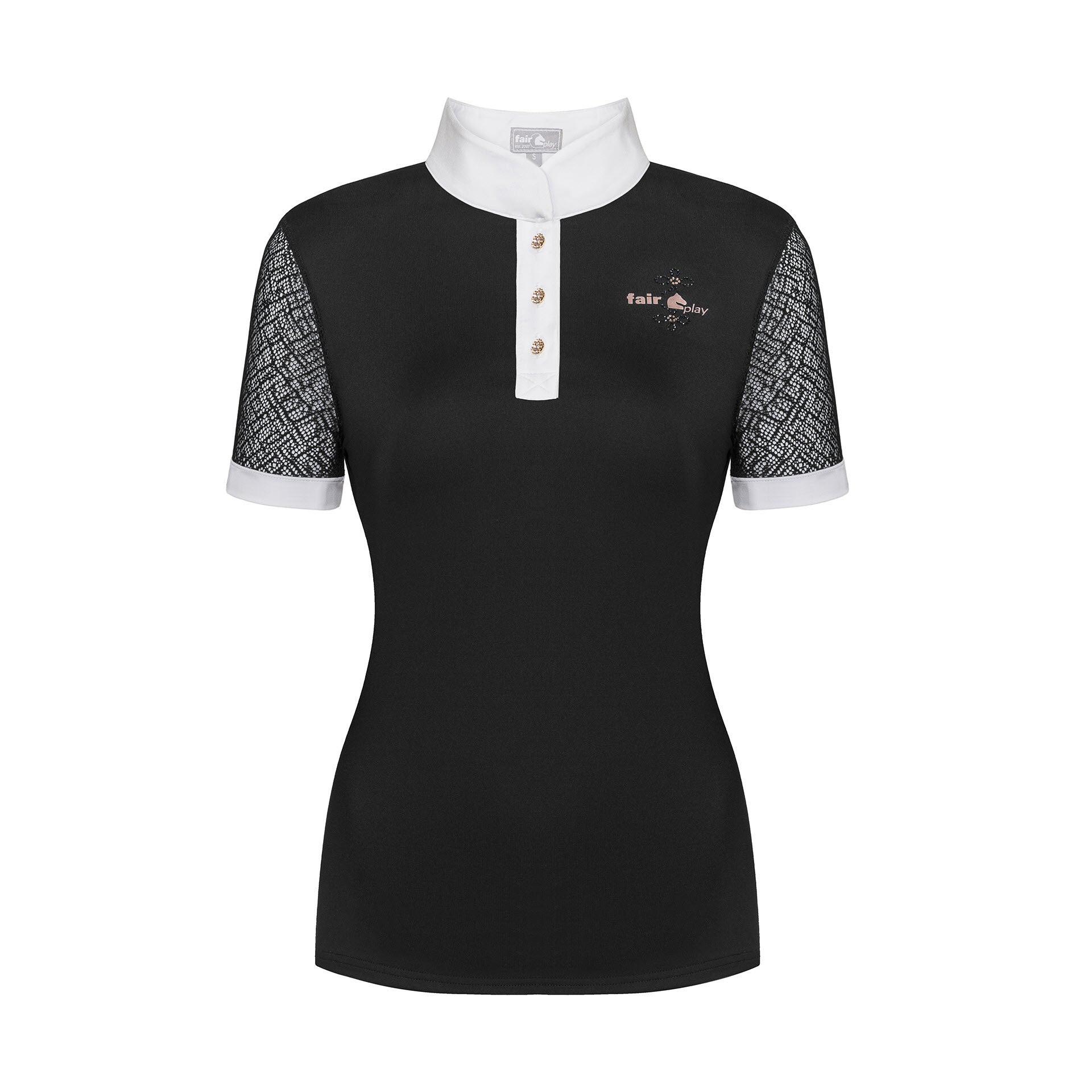 Fair Play Competition Shirt CECILE Short Sleeve ROSEGOLD, Black/White