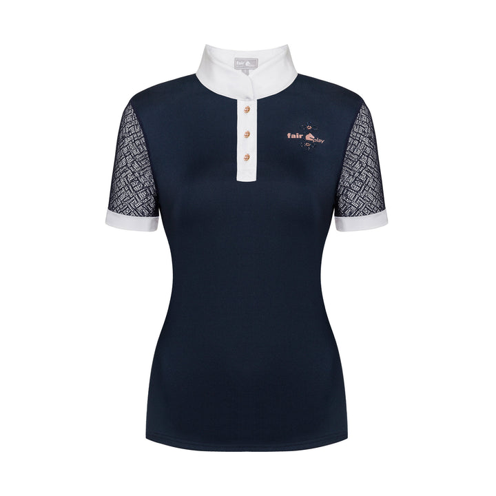 Fair Play Competition Shirt CECILE Short Sleeve ROSEGOLD, Navy/White