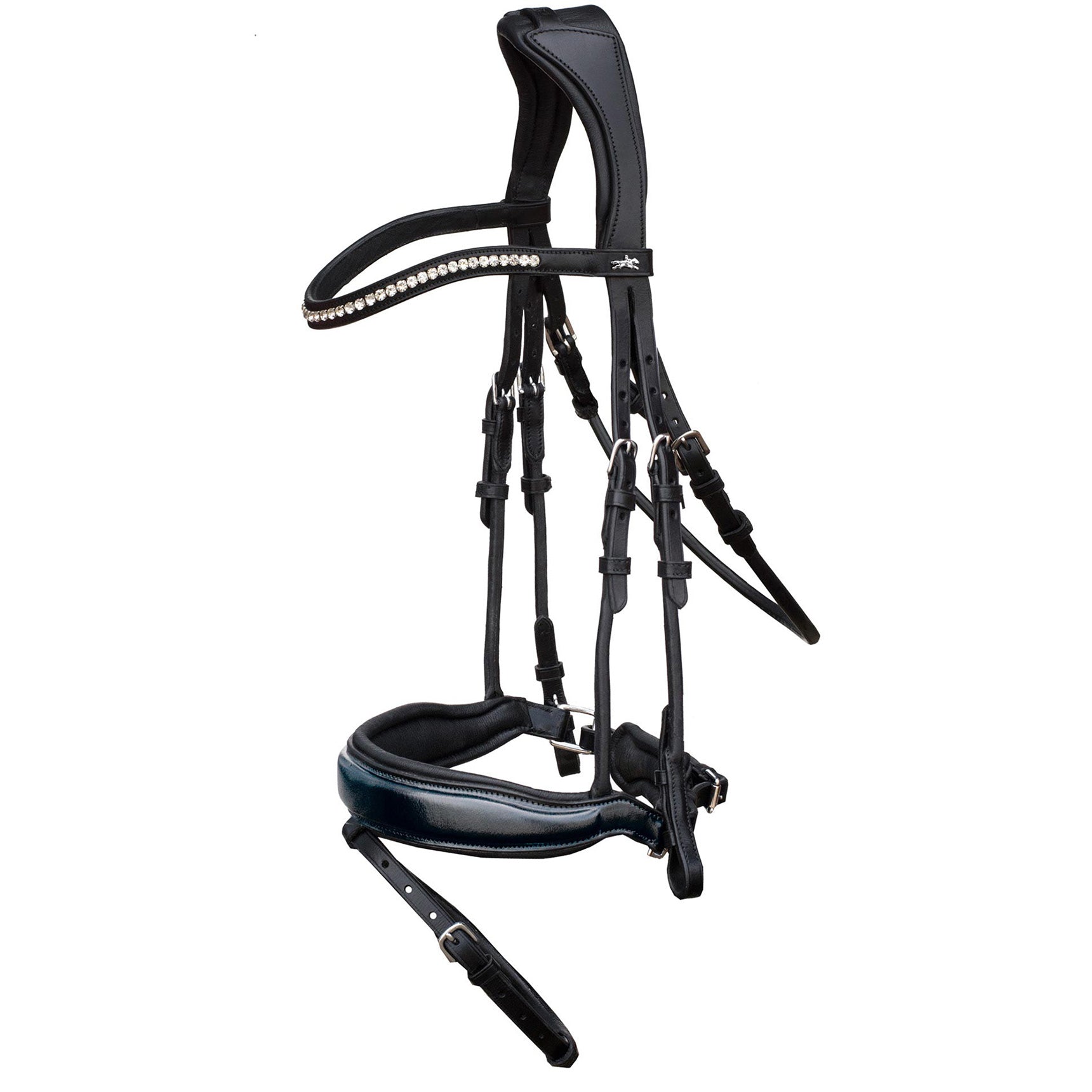Schockemohle Malibu Anatomical Dressage Bridle, Black Patent/Silver