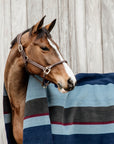 Kentucky Horsewear Heavy Fleece Rug Square Stripes, Navy/Grey