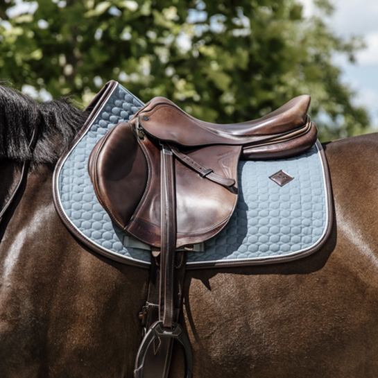 Kentucky Horsewear Jumping Saddle Pad Classic Leather, Dusty Blue