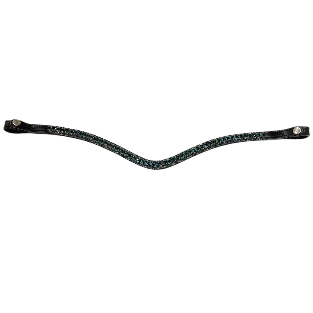 Artemis Equine Lux All Navy Snap-On Browband, Black Leather