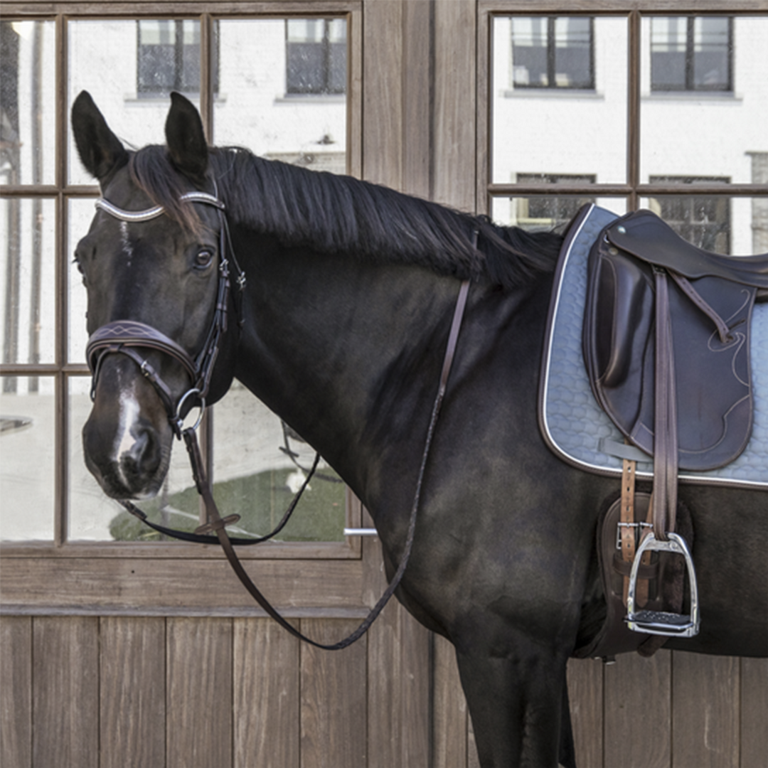 Kentucky Horsewear Dressage Saddle Pad Classic Leather, Dusty Blue