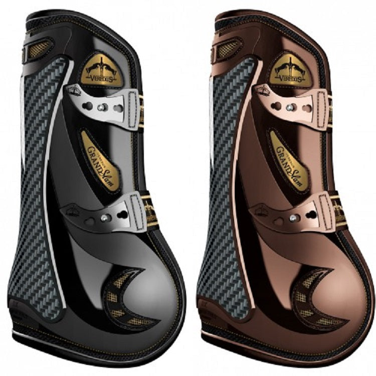 Veredus Carbon Gel Vento Grand Slam Open Front Boots, Brown/Gold