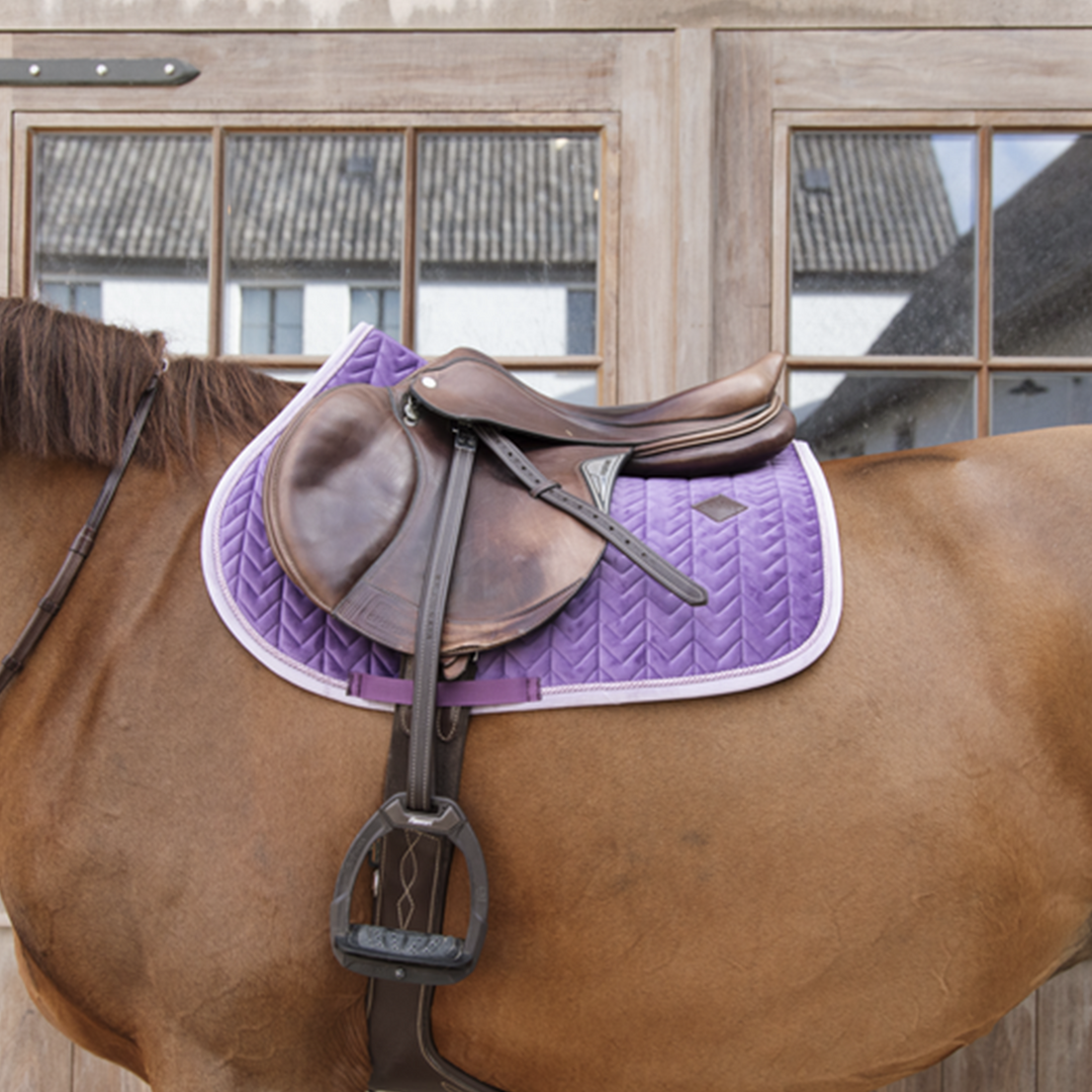 Kentucky Horsewear Jumping Saddle Pad Velvet Contrast, Royal Purple