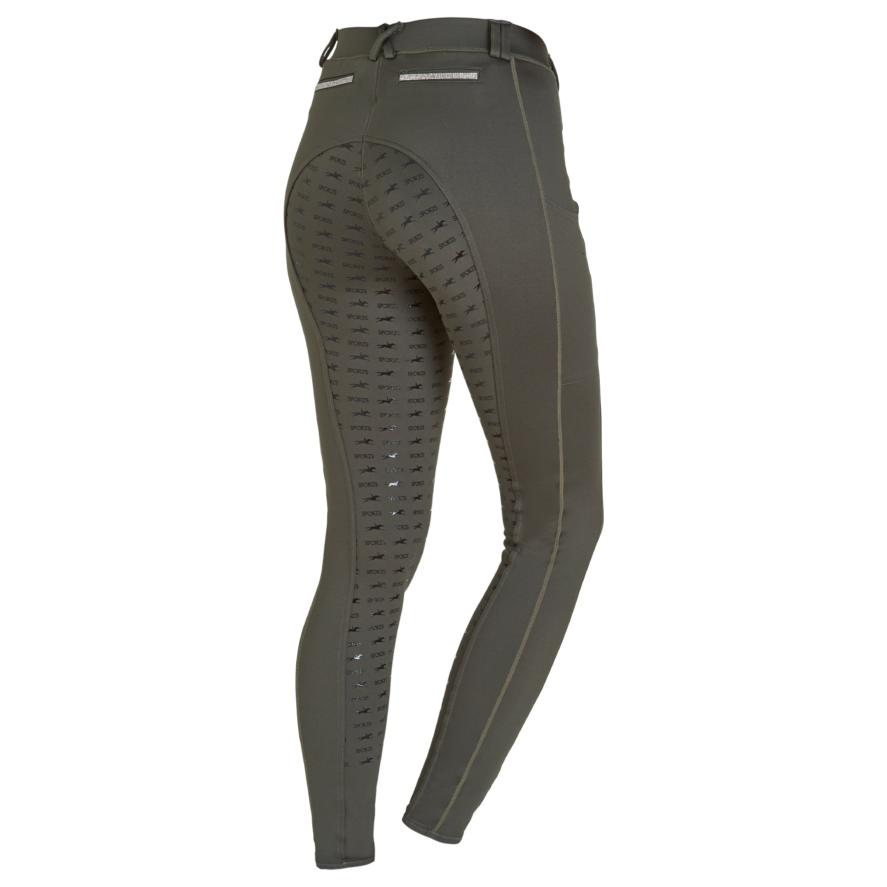Schockemohle Glossy Style Ladies’ Full Grip Riding Leggings, Olive