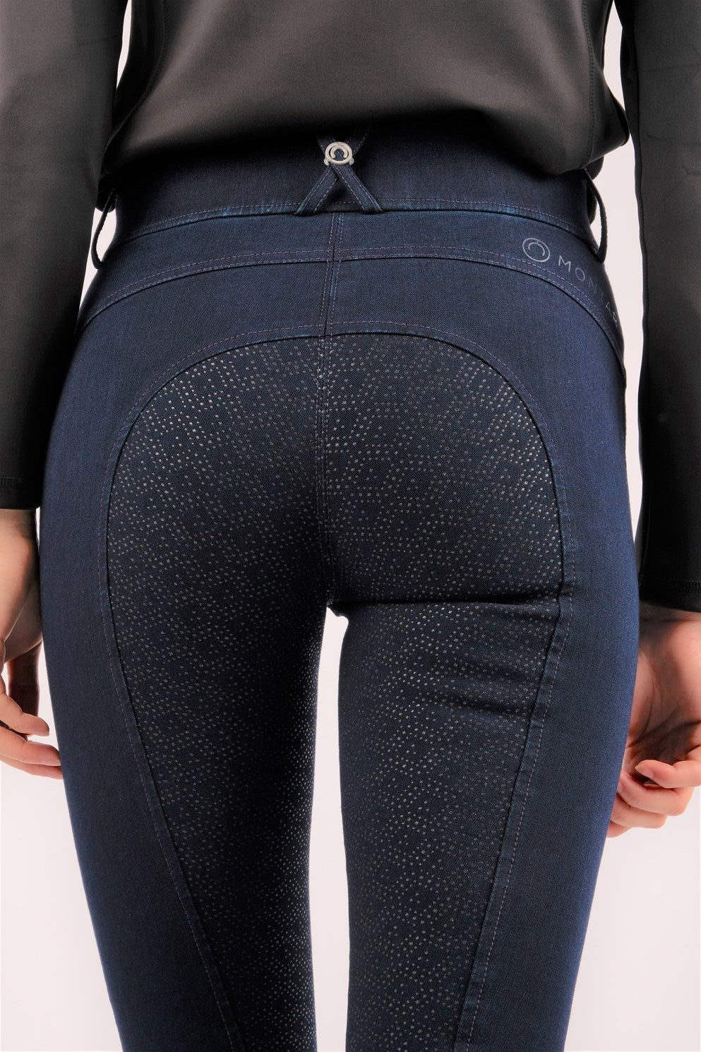 Montar Femka Yati Crystal Pockets Full Grip, High Rise Breeches, Denim