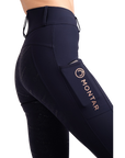 Montar Michelle Rosegold Pull-on Full Grip Riding Tights, Navy