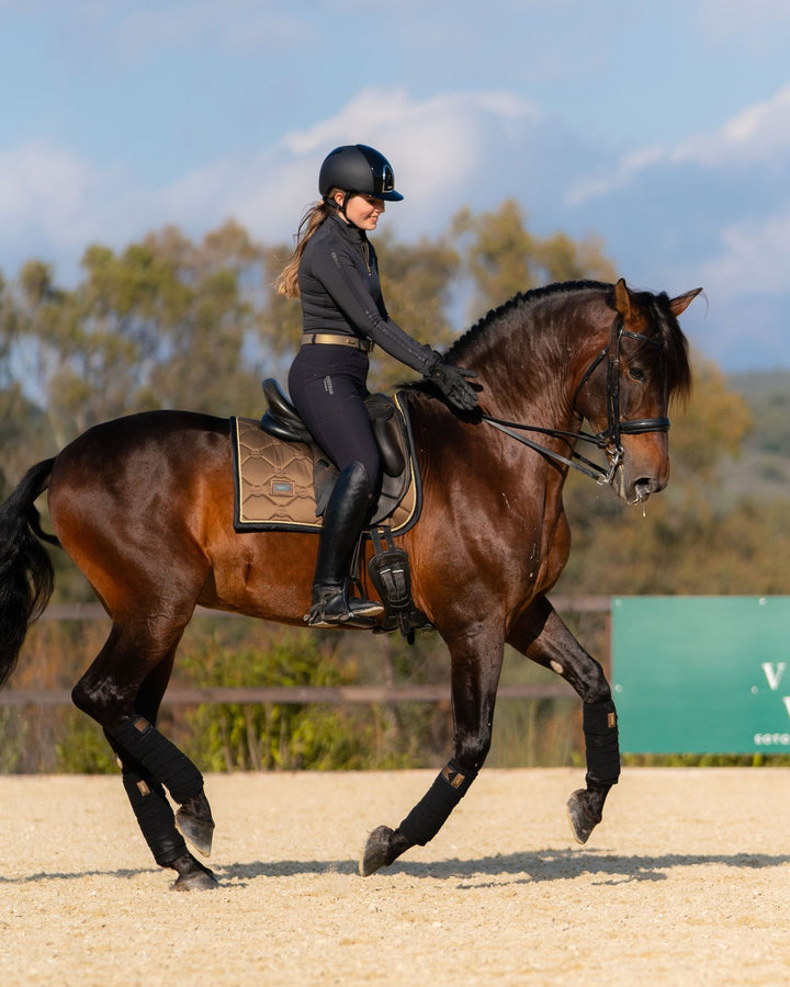 Equestrian Stockholm Riding Breeches Knee Grip, Mid Rise, Elite Black