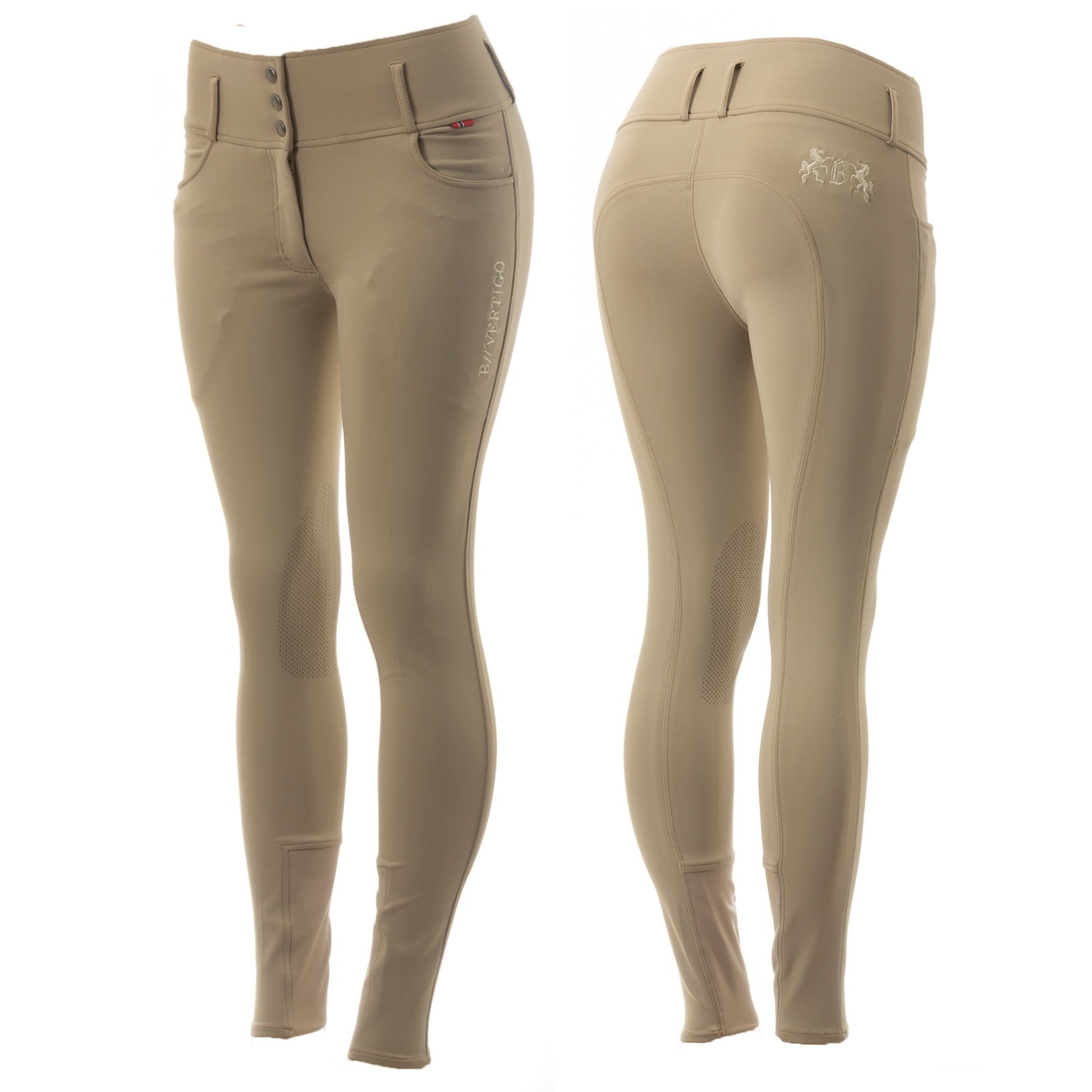 B Vertigo Meghan Womens Highwaist Knee Patch Breeches, Weathered Teak