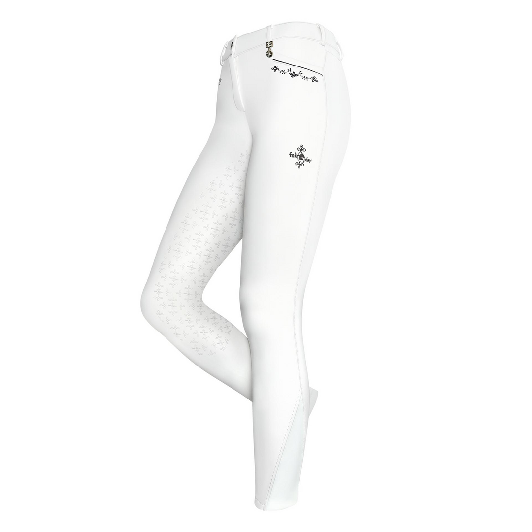 BR CHRISTENE Ladies Silicone Full Grip Riding Tights, Snow White