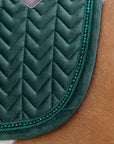 Kentucky Horsewear Saddle Pad Basic Velvet Pearls Dressage, Pine Green