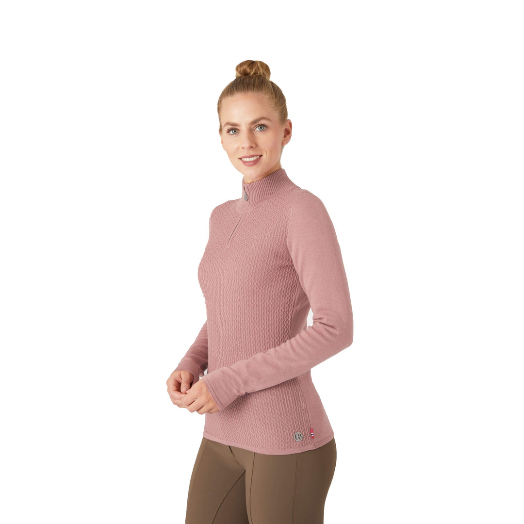 B Vertigo Ruth Ladies Knitted Pullover with Front Zipper, Old Rose