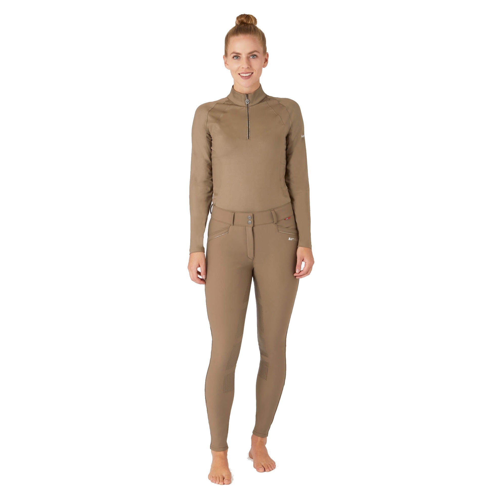 B Vertigo Patricia High Rise, Full Seat Thermo Winter Breeches, Shiitake Beige